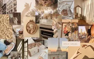 Cat Collage In Beige Background